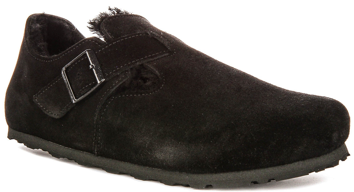 Birkenstock London Shearling in Nero | Vestibilità Regolare