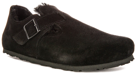 Birkenstock London Shearling in Nero | Vestibilità Regolare