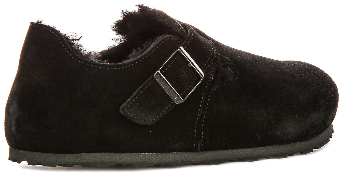 Birkenstock London Shearling in Nero | Vestibilità Regolare