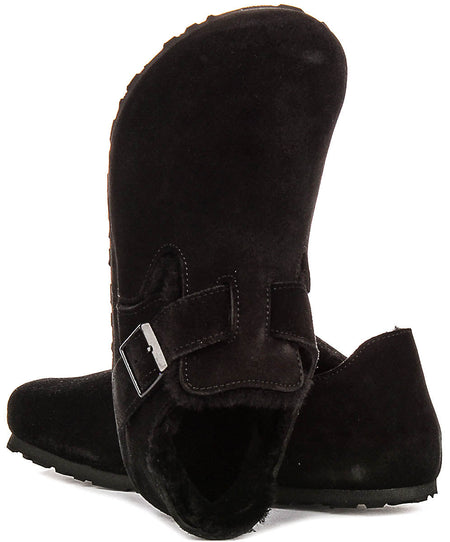 Birkenstock London Shearling in Nero | Vestibilità Regolare