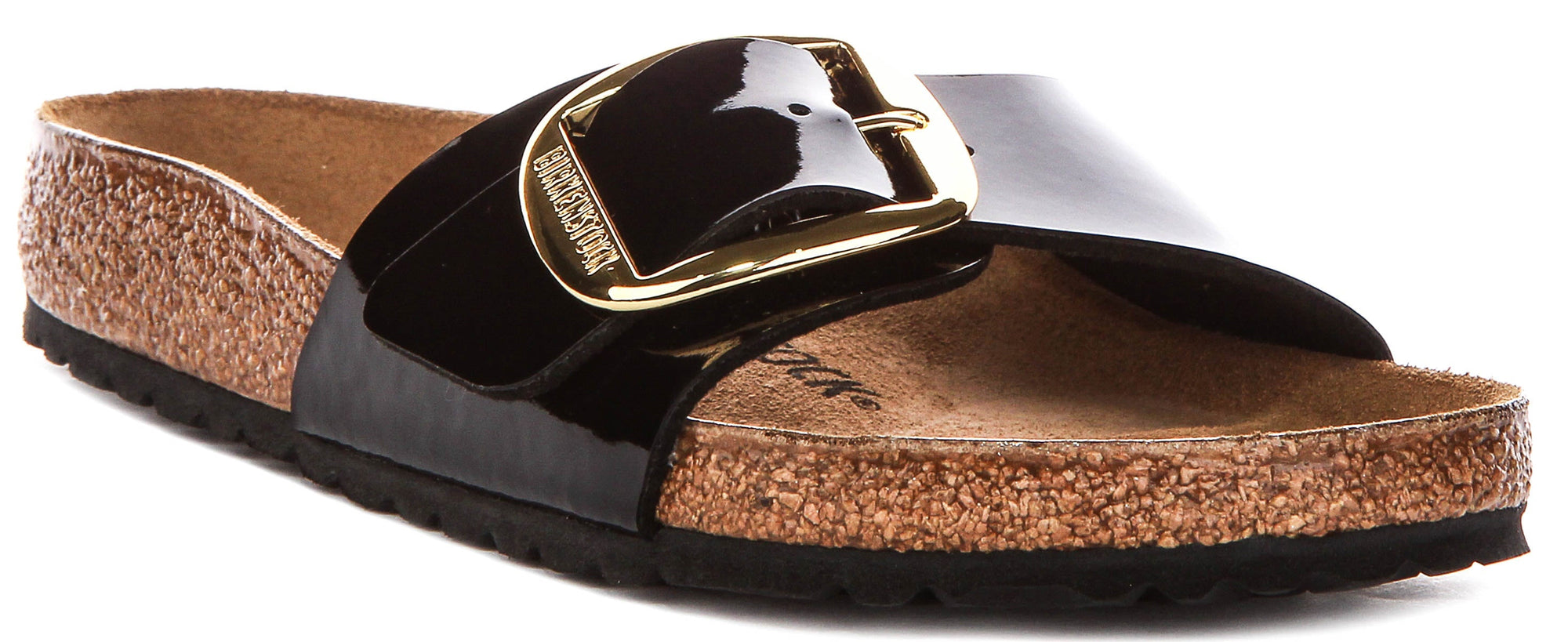 Birkenstock Madrid Grande Boucle en Noir Verni pour Femmes | Coupe Standard