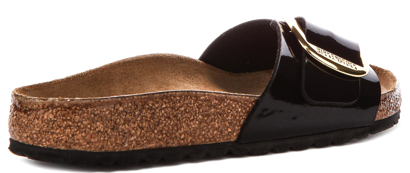 Birkenstock Madrid Big Buckle In Black Patent For Women | Regular Fit