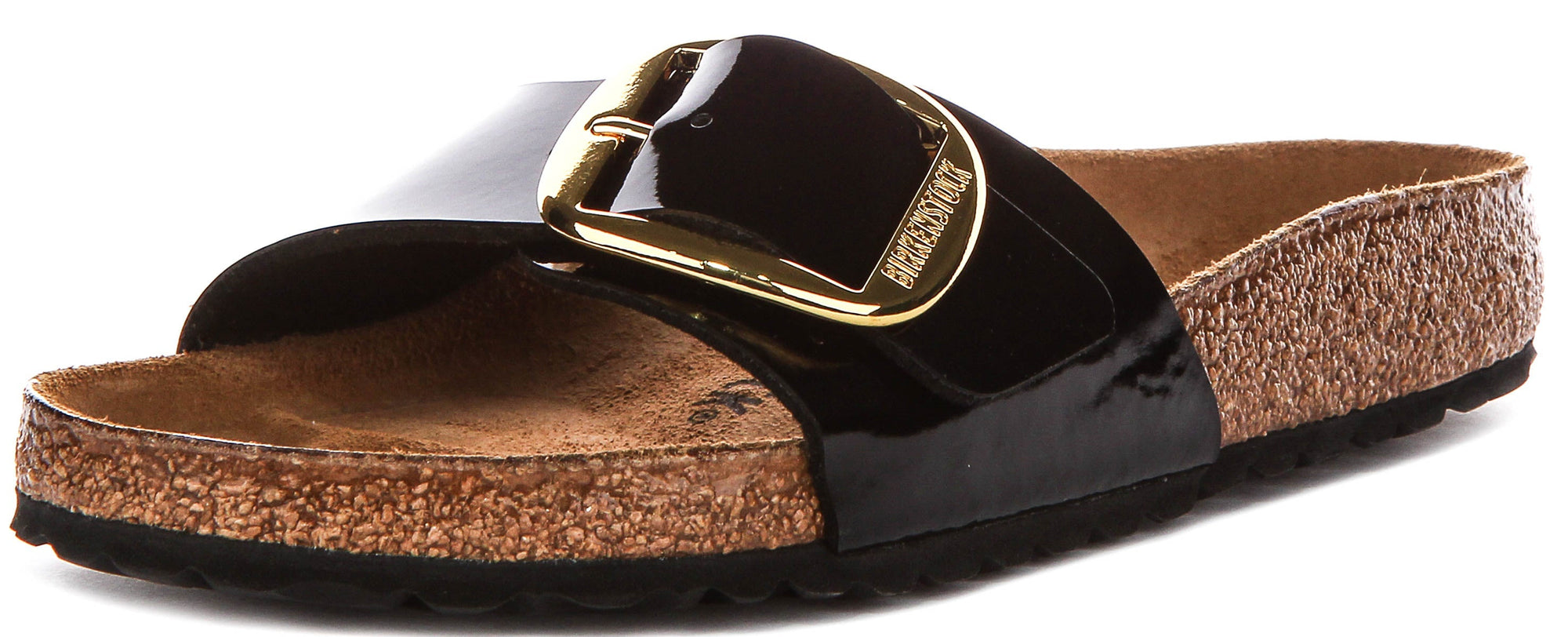 Birkenstock Madrid Grande Boucle en Noir Verni pour Femmes | Coupe Standard
