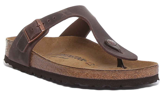 Birkenstock Gizeh sandale pour femmes en cuir huilé de style marron thong