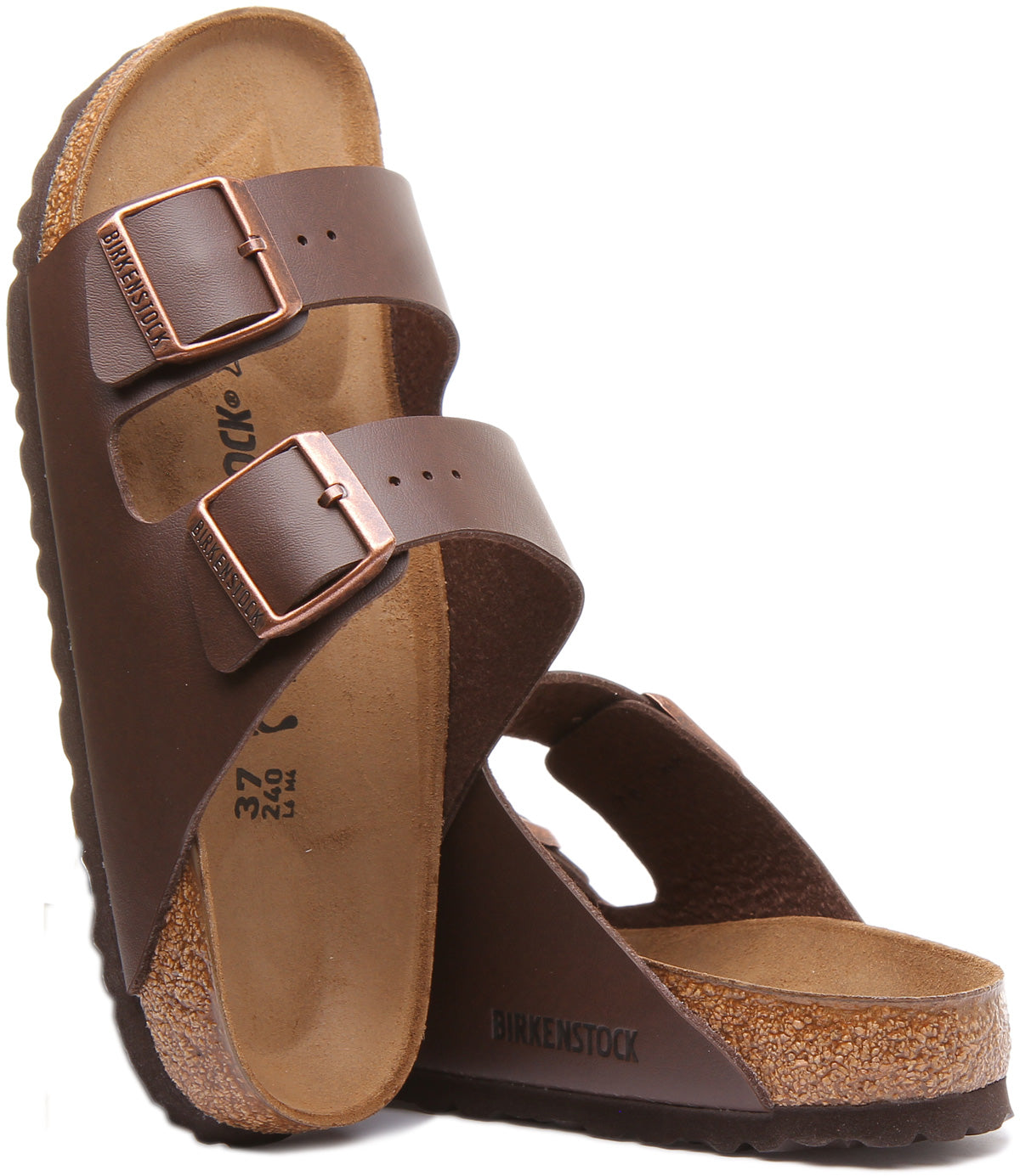 Birkenstock Arizona sandaal Birko Flor bruin met dubbele riem voor dames