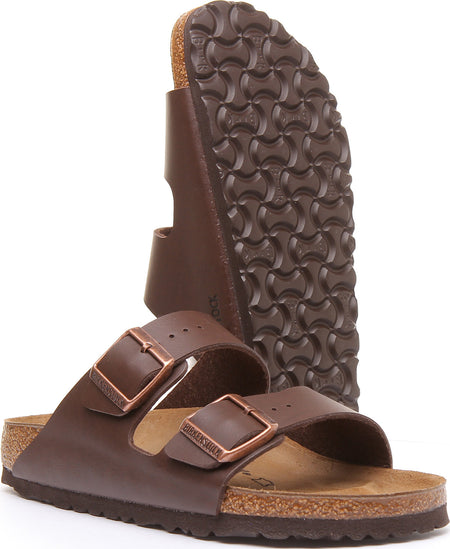 Birkenstock Arizona sandaal Birko Flor bruin met dubbele riem voor dames