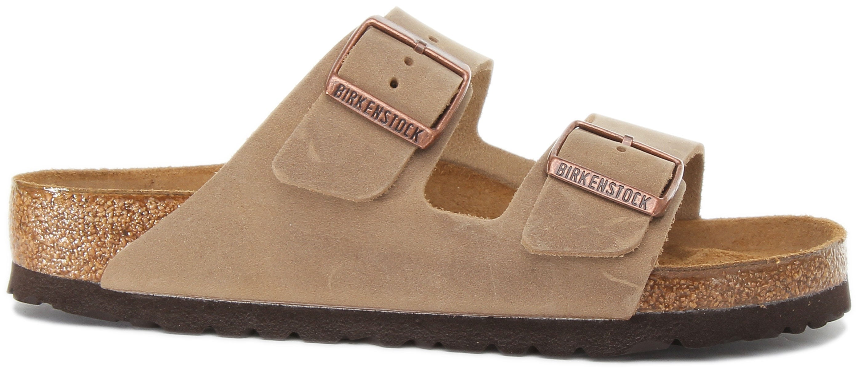 Sandales Birkenstock Arizona à deux brides en cuir nubuck huilé pour femmes en brun