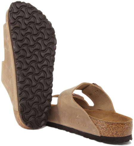 Sandales Birkenstock Arizona à deux brides en cuir nubuck huilé pour femmes en brun