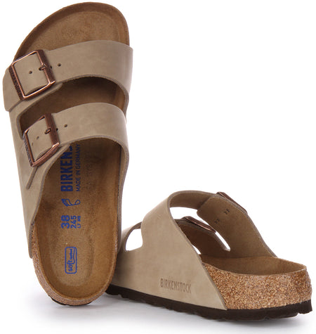 Birkenstock Arizona SFB sandalen met leren riem in bruin geolied leer  