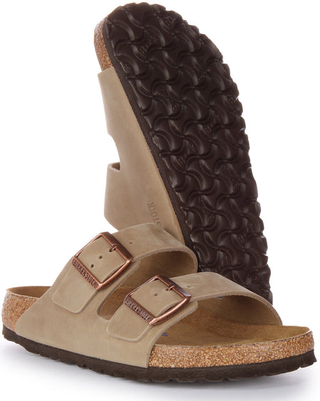 Birkenstock Arizona SFB sandalen met leren riem in bruin geolied leer  