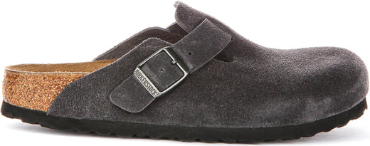 Birkenstock Boston Bs In Charcoal Suede | Narrow Fit