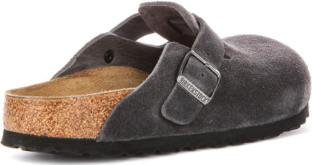Birkenstock Boston Bs In Charcoal Suede | Narrow Fit