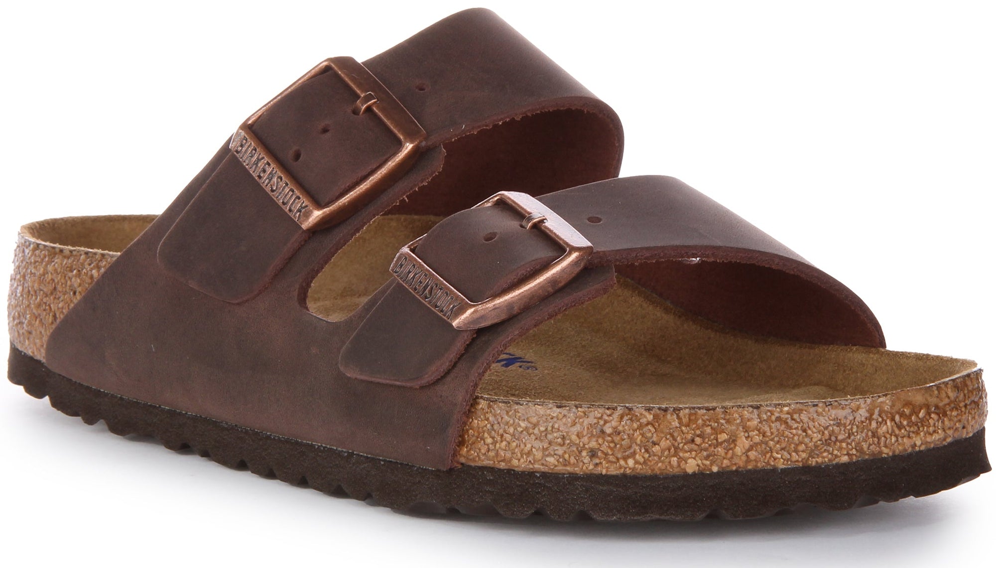 Birkenstock Arizona SFB sandalen met leren riem in chocoladebruin geolied leer  
