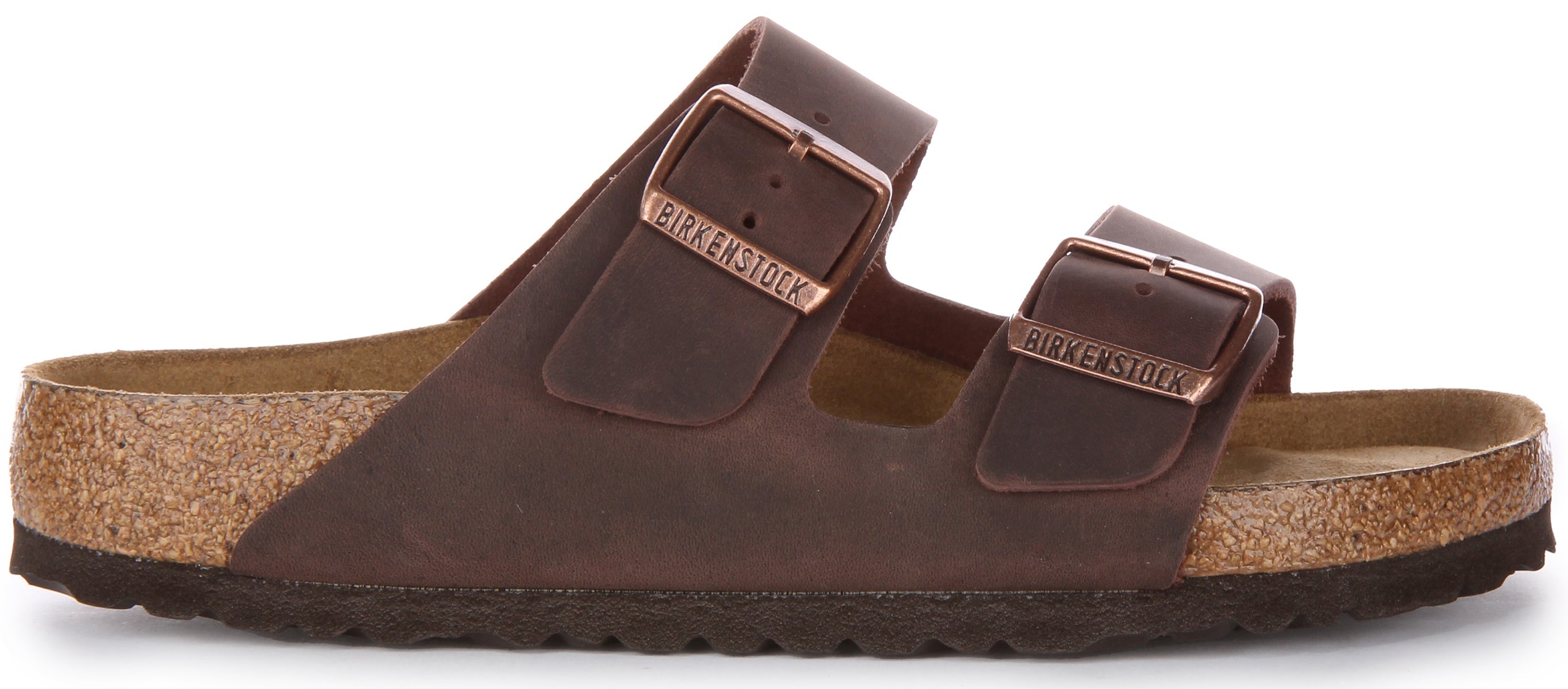 Birkenstock Arizona SFB sandalen met leren riem in chocoladebruin geolied leer  