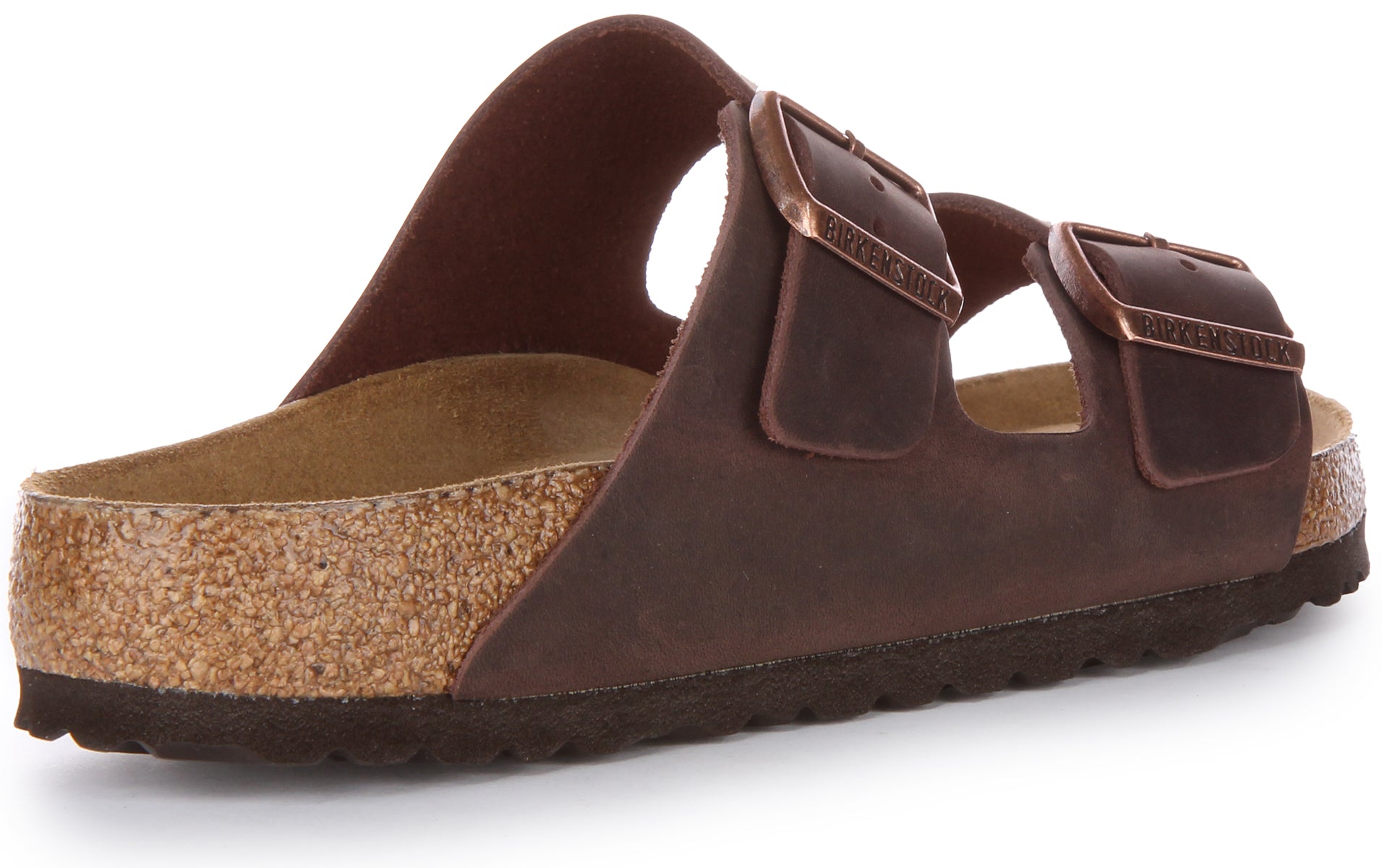 Birkenstock Arizona SFB sandalen met leren riem in chocoladebruin geolied leer  