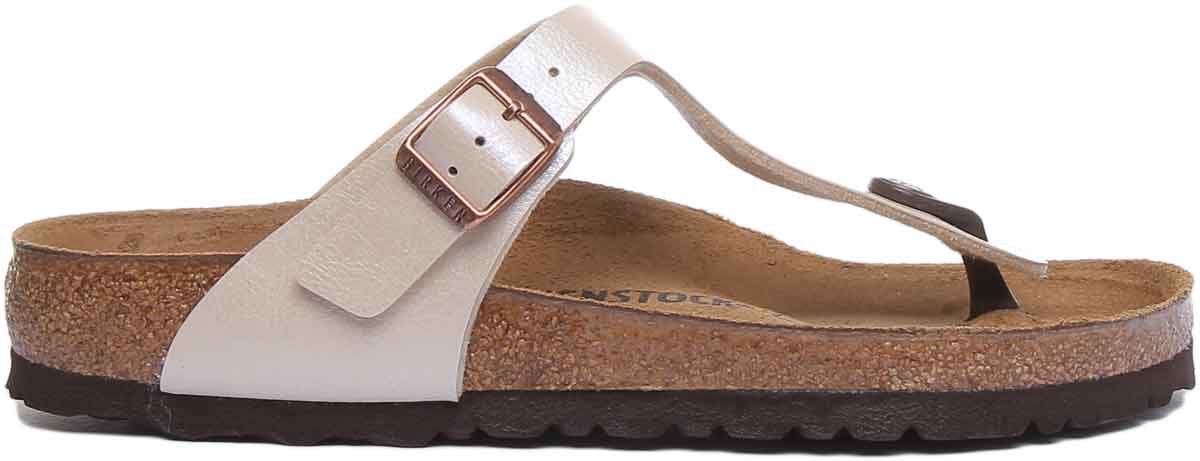 Sandali Birkenstock Gizeh da donna in Birko Flor crema