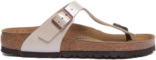 Sandali Birkenstock Gizeh da donna in Birko Flor crema