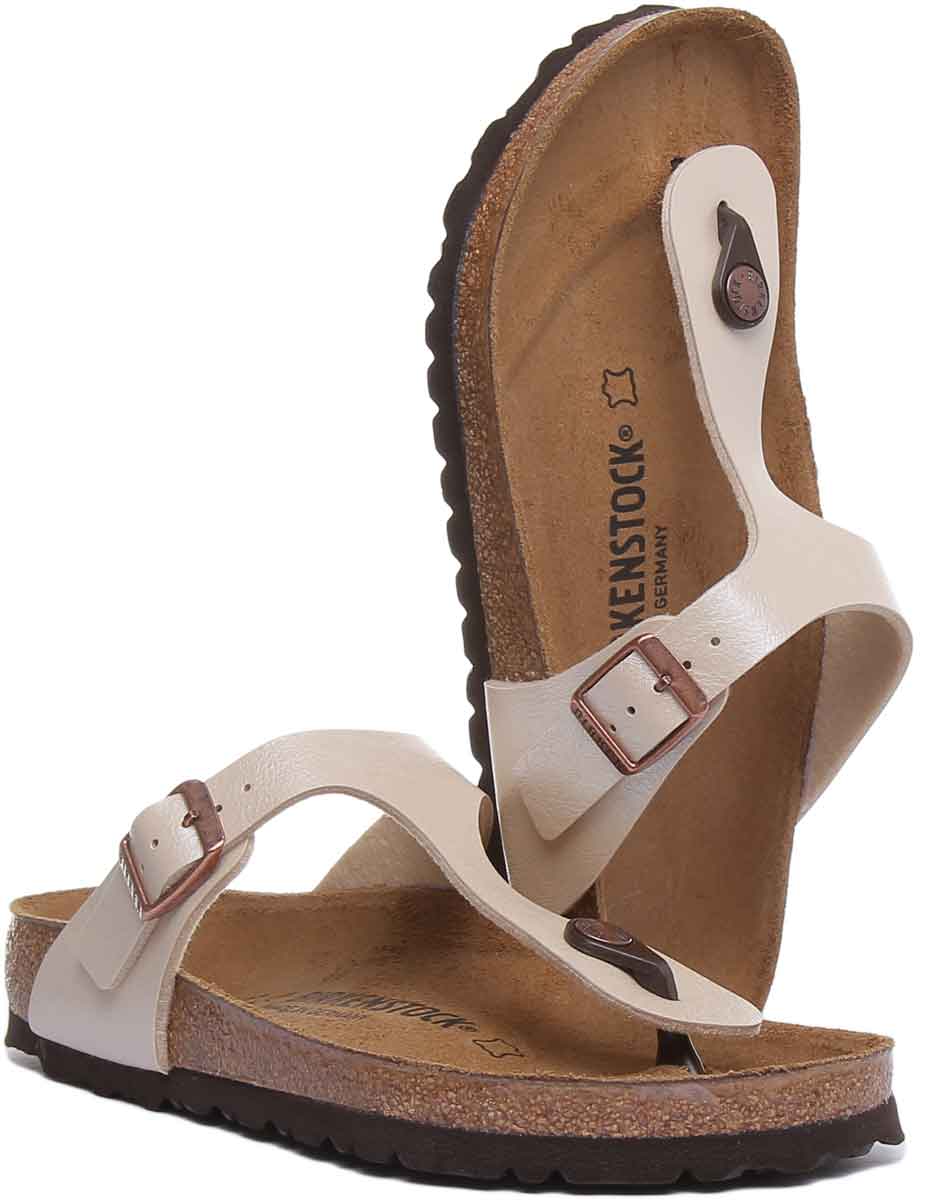 Sandali Birkenstock Gizeh da donna in Birko Flor crema