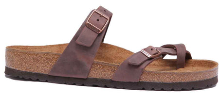 Birkenstock Mayari Sandalen met geoliede leren bandjes voor dames, donkerbruin
