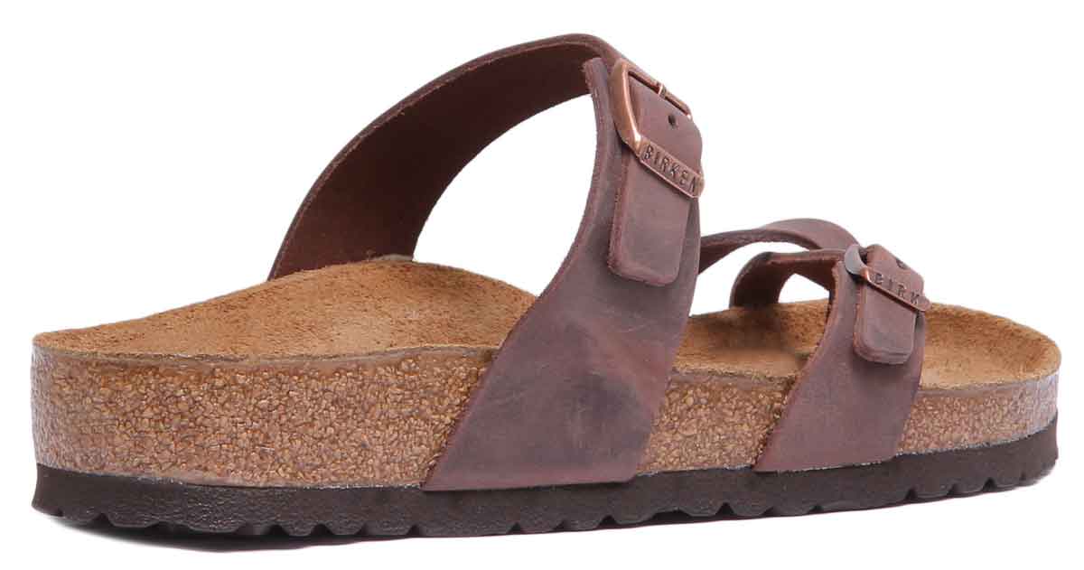 Birkenstock Mayari Sandalen met geoliede leren bandjes voor dames, donkerbruin