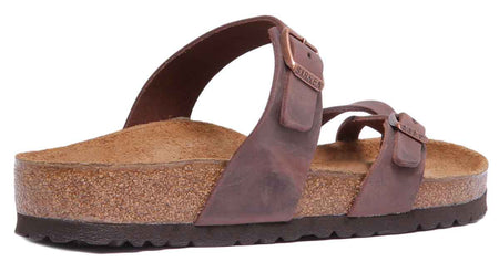 Birkenstock Mayari Sandalen met geoliede leren bandjes voor dames, donkerbruin