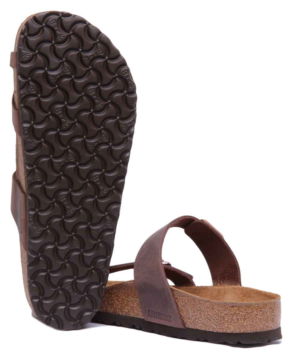 Birkenstock Mayari Sandalen met geoliede leren bandjes voor dames, donkerbruin