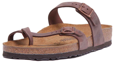 Birkenstock Mayari Sandalen met geoliede leren bandjes voor dames, donkerbruin