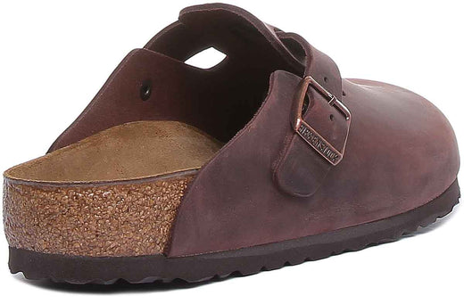 Birkenstock Boston NL sandales en cuir pour hommes en brun foncé