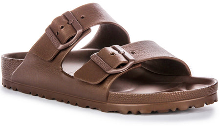 Sandali Birkenstock Arizona Eva in gomma marrone scuro da donna