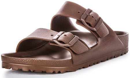 Birkenstock Arizona Eva Sandales en caoutchouc pour femmes en brun foncé