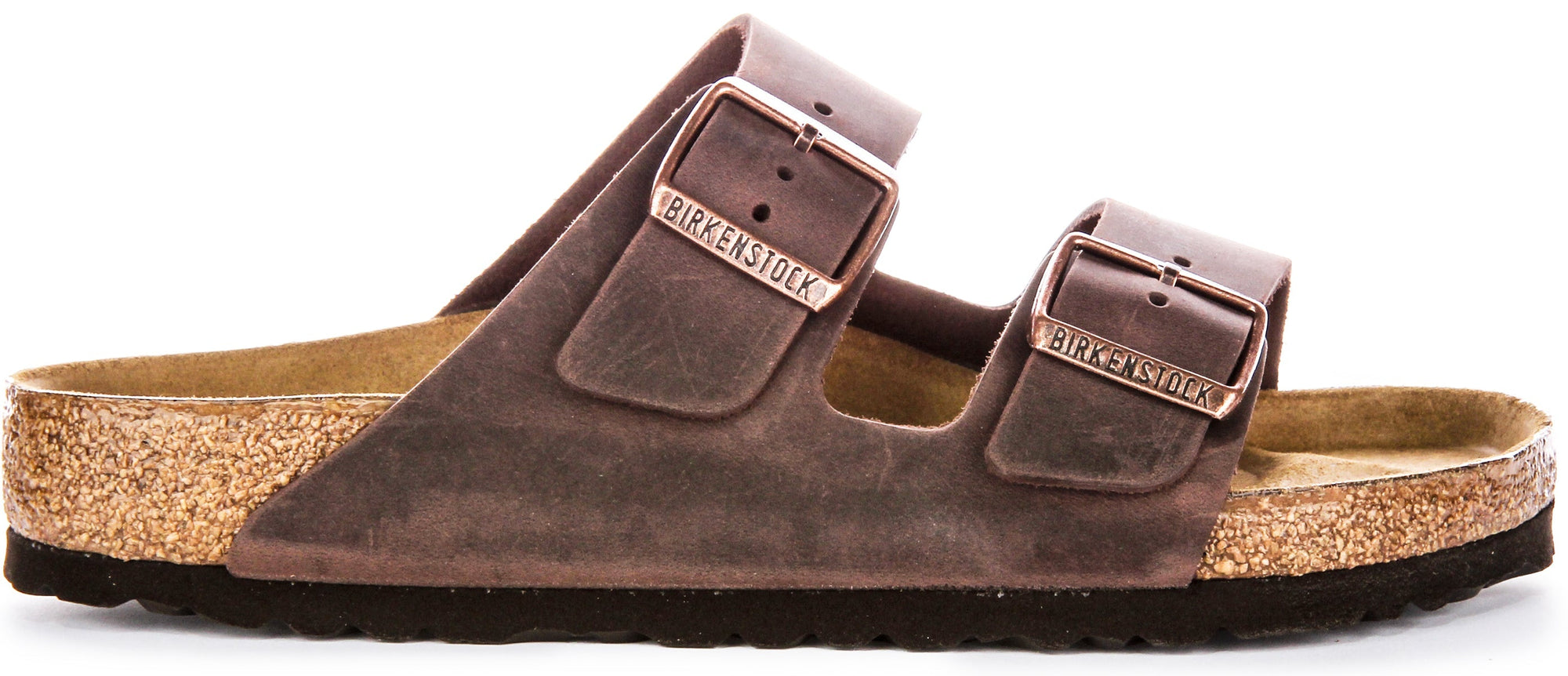 Birkenstock Arizona BS sandalen van geolied leer met twee verstelbare riemen en anatomische kurken zool voor dames in donkerbruin  