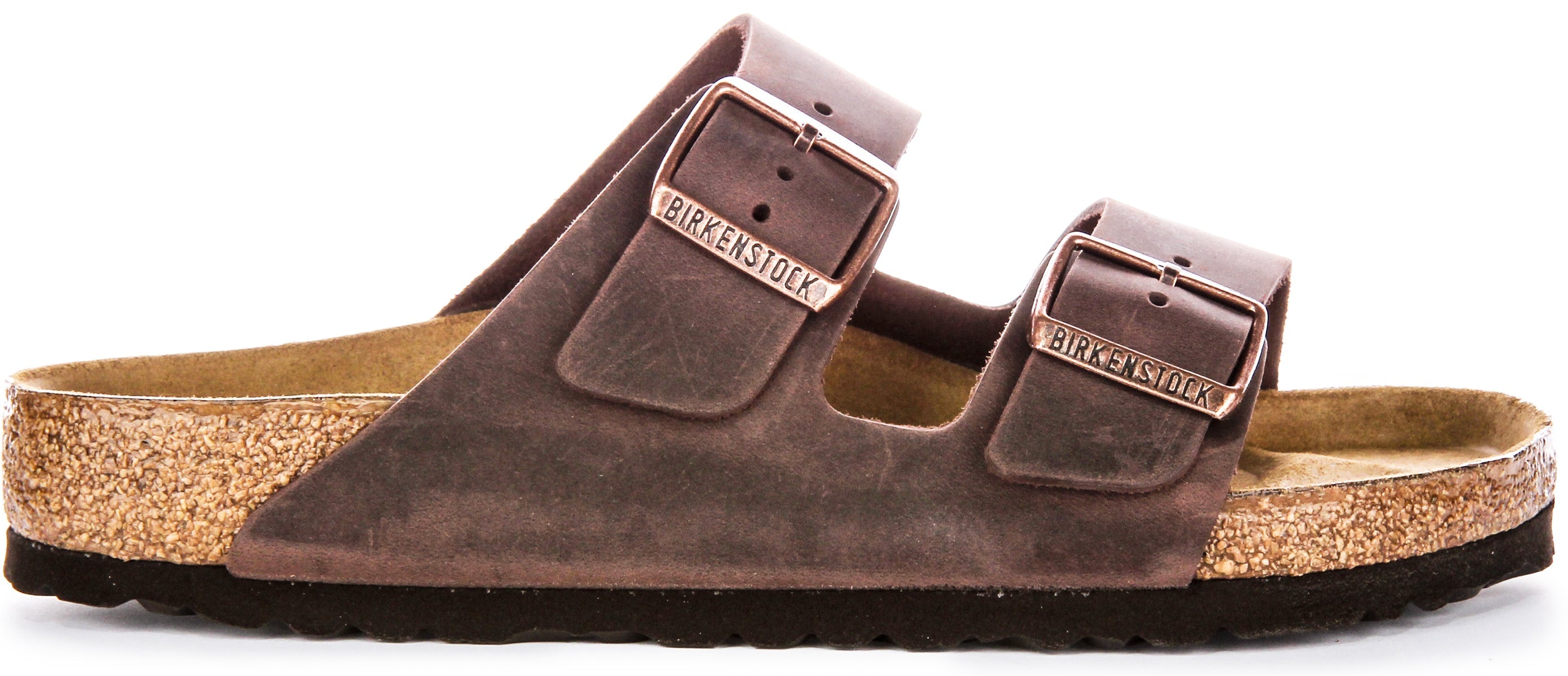 Birkenstock Arizona BS sandalen van geolied leer met twee verstelbare riemen en anatomische kurken zool voor dames in donkerbruin  