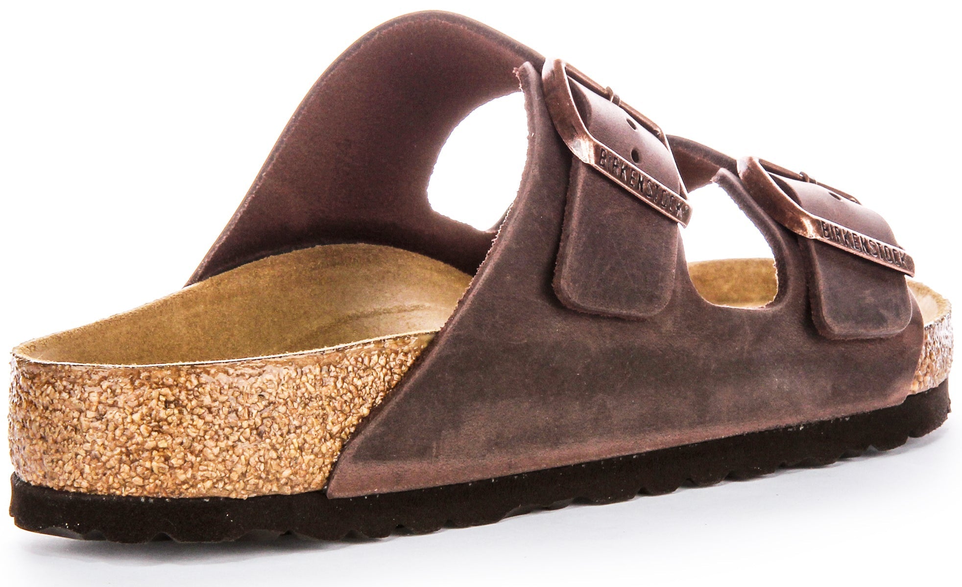 Birkenstock Arizona BS sandalen van geolied leer met twee verstelbare riemen en anatomische kurken zool voor dames in donkerbruin  
