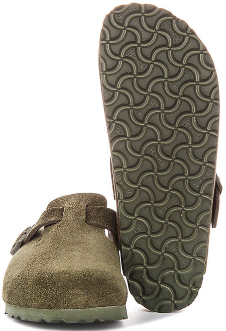 Birkenstock Boston Bs In Dark Green | Narrow Fit