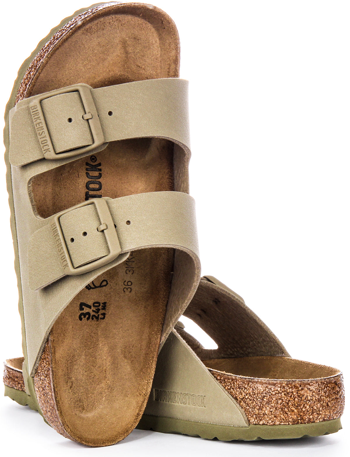 Birkenstock Arizona BS sandalen met twee verstelbare riemen in Birko Flor kaki  