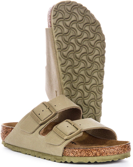 Birkenstock Arizona BS sandalen met twee verstelbare riemen in Birko Flor kaki  