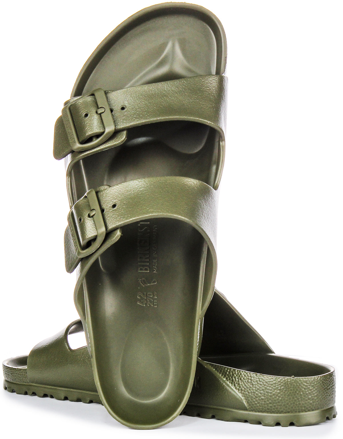 Birkenstock Arizona EVA Sandalen met Twee Bandjes van Rubber in EVA-stijl in Kaki