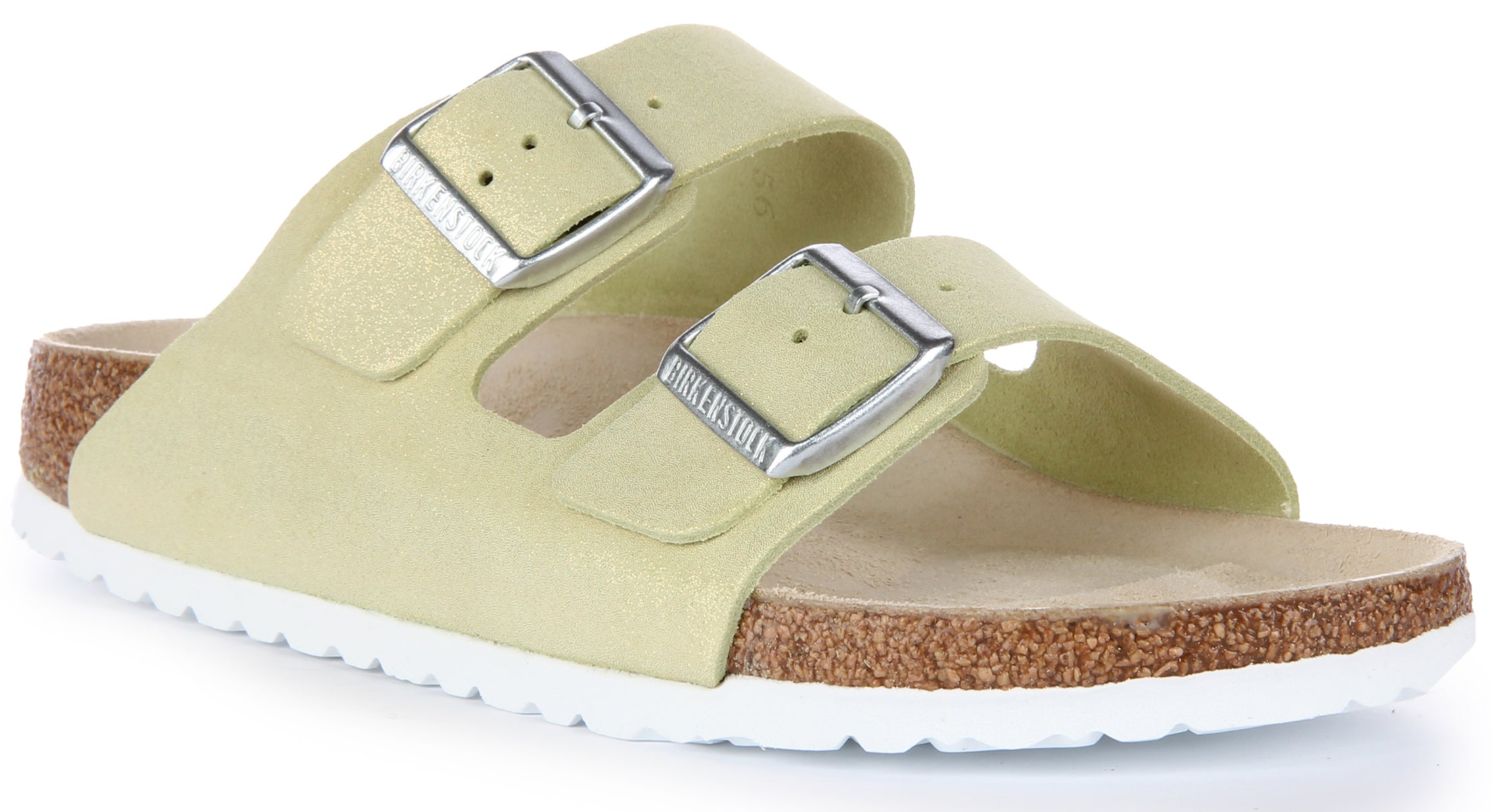 Birkenstock Arizona sandalen van suède leer in lichtgroen