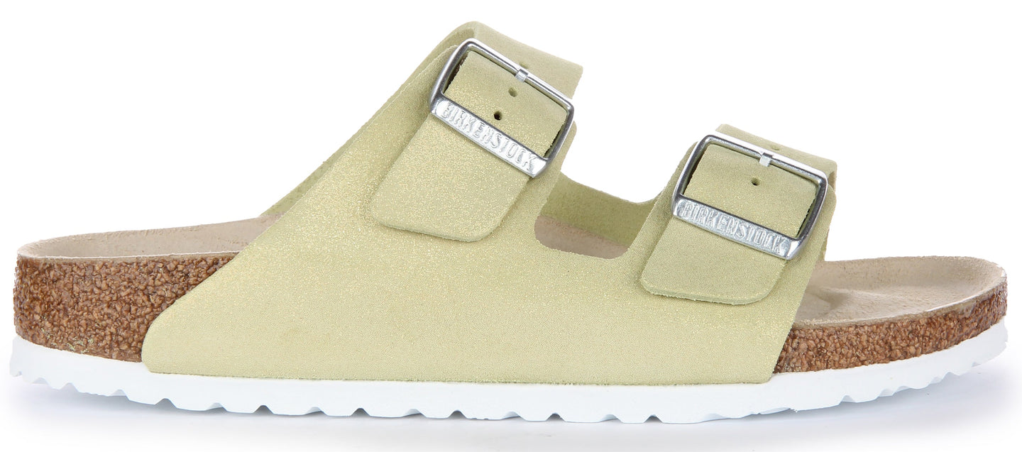 Birkenstock Arizona Sandale en cuir daim poure en vert clair