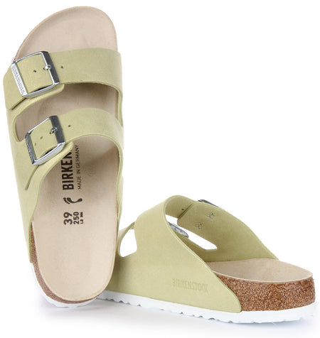 Birkenstock Arizona sandalen van suède leer in lichtgroen