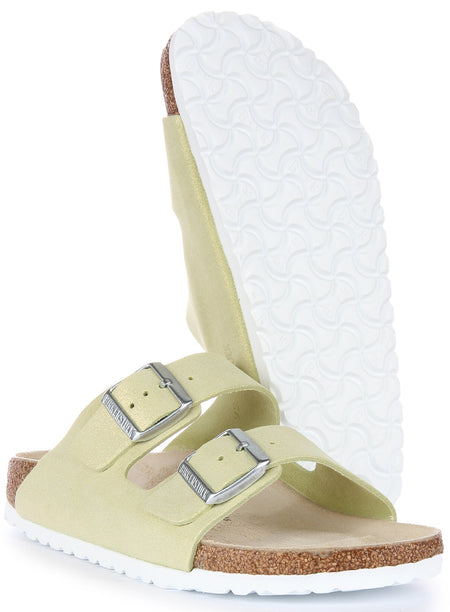 Birkenstock Arizona sandalen van suède leer in lichtgroen