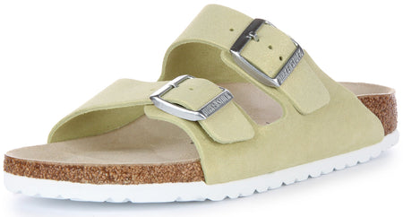 Birkenstock Arizona sandalen van suède leer in lichtgroen