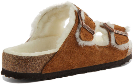 Birkenstock Arizona Shearling Sandale à double lanière en daim poure en vison