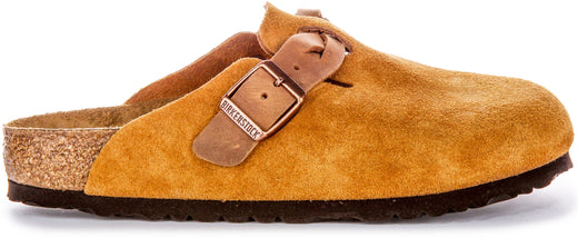 Birkenstock Boston Braided Elegant Pin Sandales Élégantes en Cuir Suédé Mink