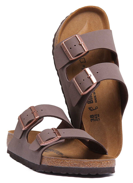 Birkenstock Arizona sandalen met dubbele Birkibuc-band in mocca