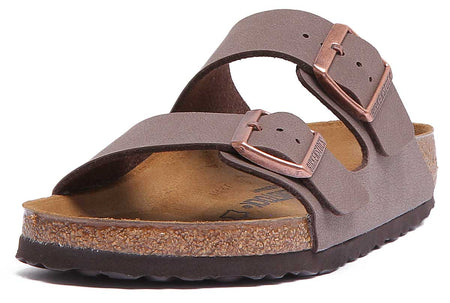 Birkenstock Arizona sandalen met dubbele Birkibuc-band in mocca