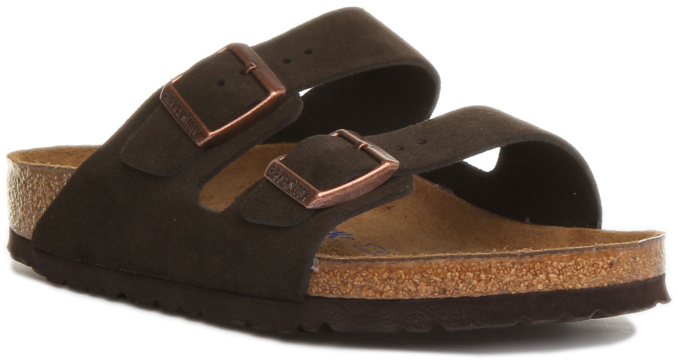 Sandale Birkenstock Arizona BS à double lanière en cuir pour femme en moka