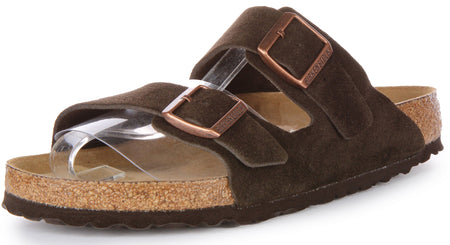 Birkenstock Arizona sandalen van suède leer voor heren in mocha