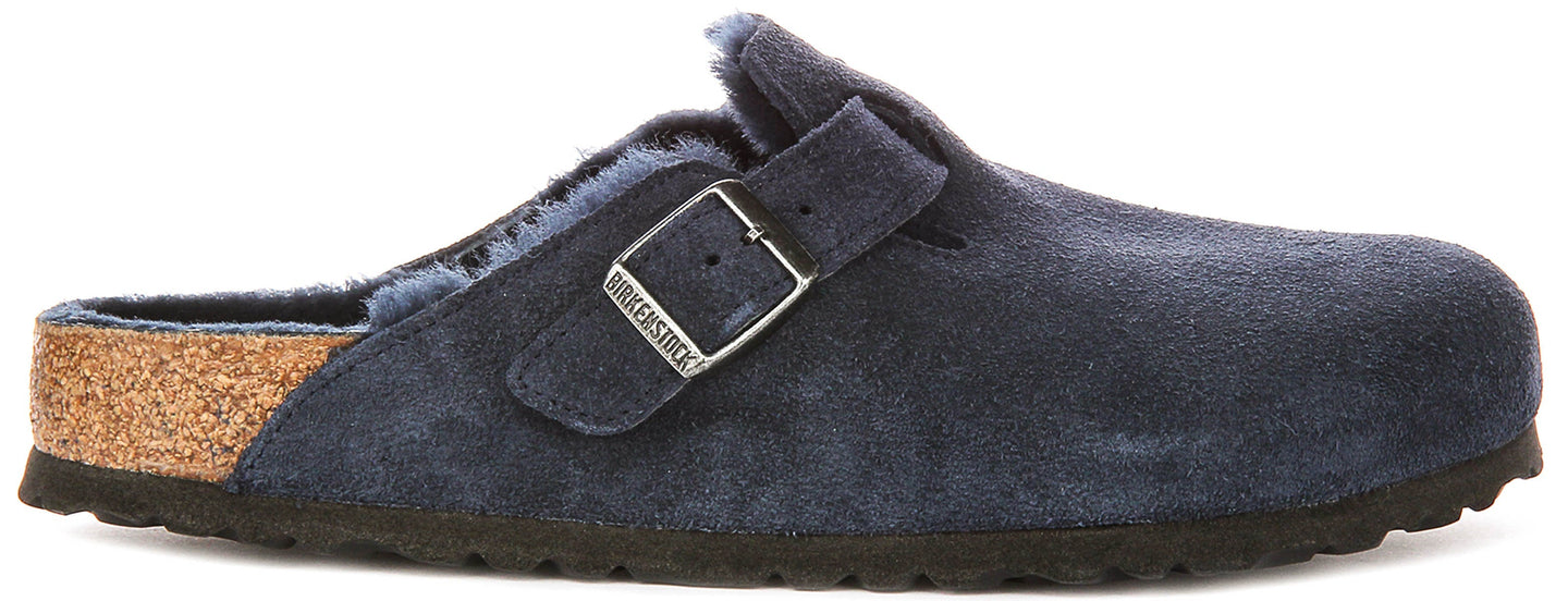 Birkenstock Boston Shearling in Blu Navy | Vestibilità Regolare