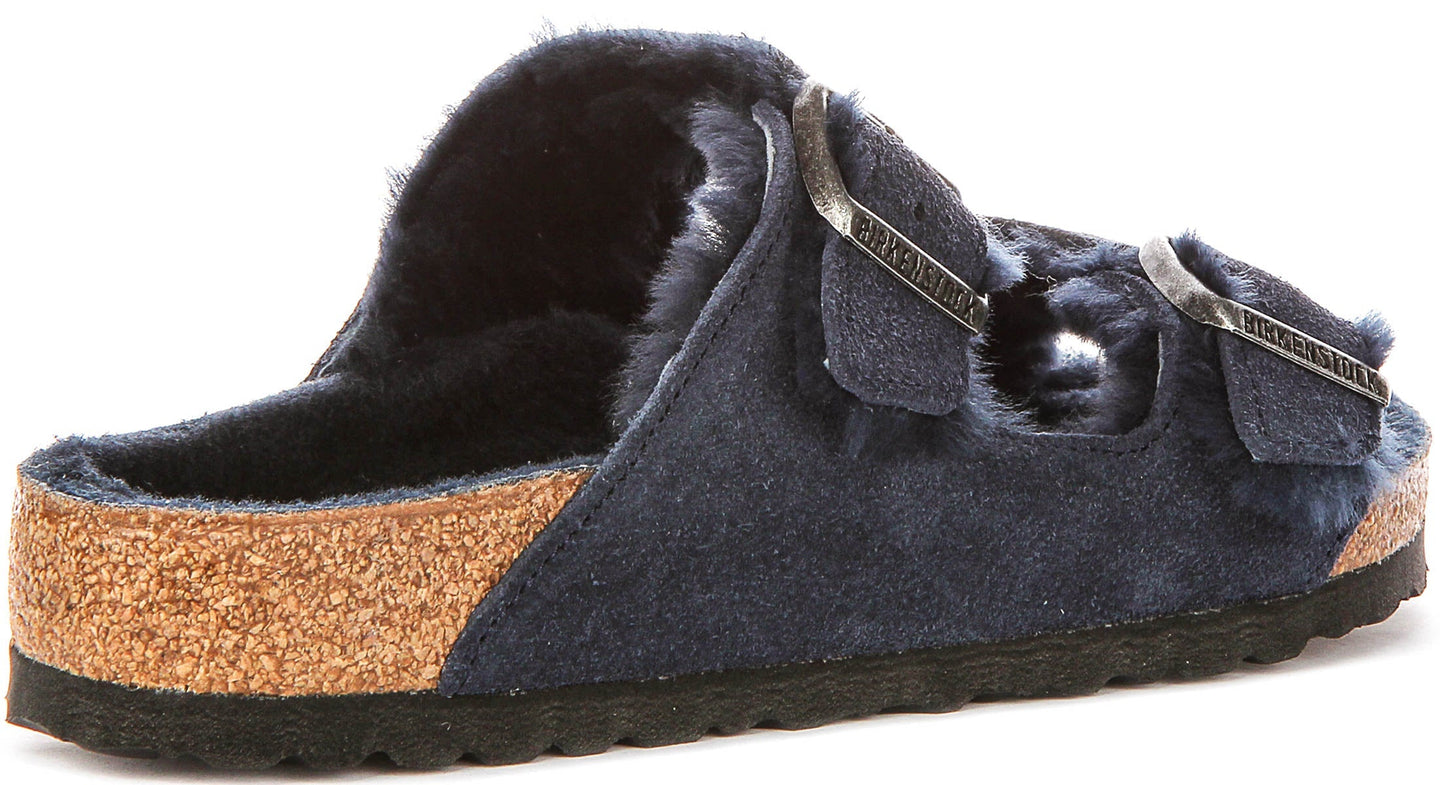 Birkenstock Arizon Fårskinn i Marinblå för Kvinnor | Normal Passform